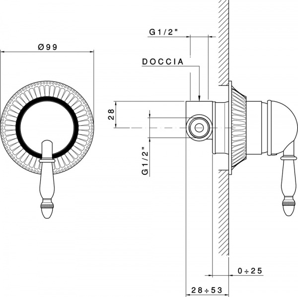 Скрытая часть Nicolazzi 4006 для смесителя