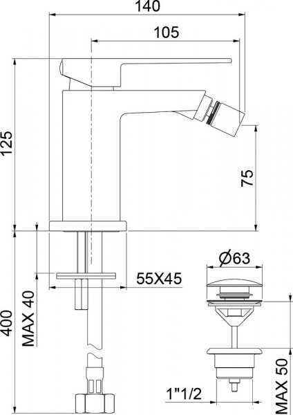 Смеситель Webert Pegaso PE840102794 для биде, золото