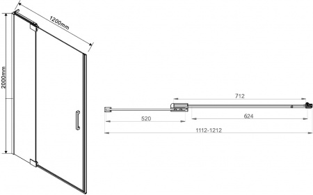 Душевая дверь в нишу Vincea Extra VDP-1E1112CL 110/120 см, стекло прозрачное, хром