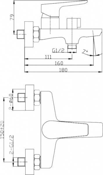 Смеситель BelBagno Ancona ANCONA-VAS-CRM для ванны с душем