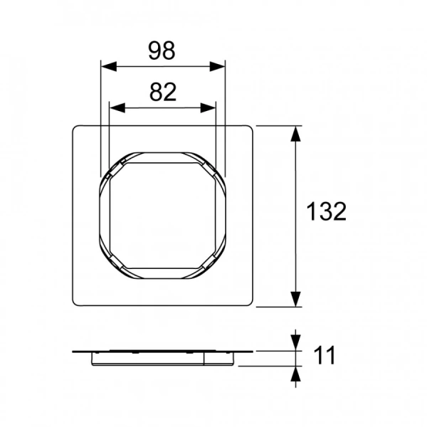 Основа для плитки TECEdrainline S 100 х 100 мм, без рамки, нержавеющая сталь