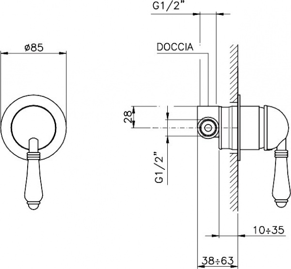 Смеситель для душа Nicolazzi Signal 3406MCR76 С ВНУТРЕННЕЙ ЧАСТЬЮ, хром