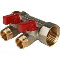 Коллектор для водоснабжения Stout с шаровыми кранами 1*, 2 отвода 1/2* (красные ручки) Коллектор для водоснабжения Stout с шаровыми кранами 1*, 2 отвода 1/2* (красные ручки)