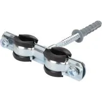 Сдвоенный хомут для труб Stout 3/8* (15-19) (хомут+шпилька шуруп +дюбель пластиковый) Сдвоенный хомут для труб Stout 3/8* (15-19) (хомут+шпилька шуруп +дюбель пластиковый)