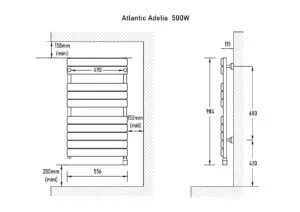 Полотенцесушитель электрический Atlantic Adelis W 500W, белый Полотенцесушитель электрический Atlantic Adelis W 500W, белый