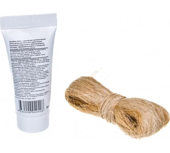 Паста уплотнительная Aguaflax nano, 30 г + лен ЕВРО, 15 г Паста уплотнительная Aguaflax nano, 30 г + лен ЕВРО, 15 г