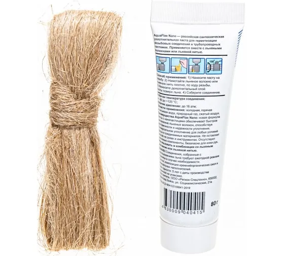Паста уплотнительная Aguaflax nano, 80 г + лен ЕВРО, 20 г Паста уплотнительная Aguaflax nano, 80 г + лен ЕВРО, 20 г