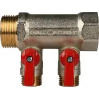 Коллектор для водоснабжения Stout 1* х 1/2* - 2 отвода (красные ручки) Коллектор для водоснабжения Stout 1* х 1/2* - 2 отвода (красные ручки)