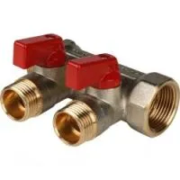 Коллектор для водоснабжения STOUT с шаровыми кранами 3/4*, 2 отвода 1/2* (красные ручки) Коллектор для водоснабжения STOUT с шаровыми кранами 3/4*, 2 отвода 1/2* (красные ручки)