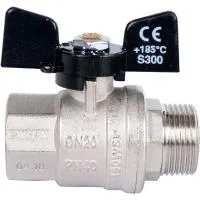 Кран шаровый внутренняя / наружная резьба, ручка бабочка Bugatti OREGON 1* (серия 307) Кран шаровый внутренняя / наружная резьба, ручка бабочка Bugatti OREGON 1* (серия 307)