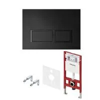 Комплект для установки подвесного унитаза: TECEspring, пластиковая панель смыва TECEspring V, черная матовая Комплект для установки подвесного унитаза: TECEspring, пластиковая панель смыва TECEspring V, черная матовая