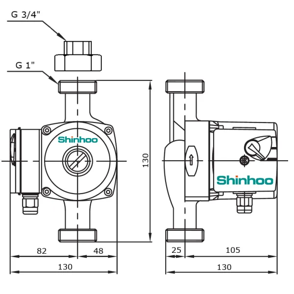 Насос циркуляционный Shinhoo BASIC 15-6S N 130 1x230V Насос циркуляционный Shinhoo BASIC 15-6S N 130 1x230V