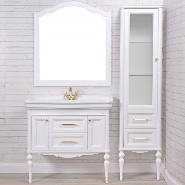 Мебель для ванной ValenHouse Эстетика 100, белая, подвесная, ручки золото